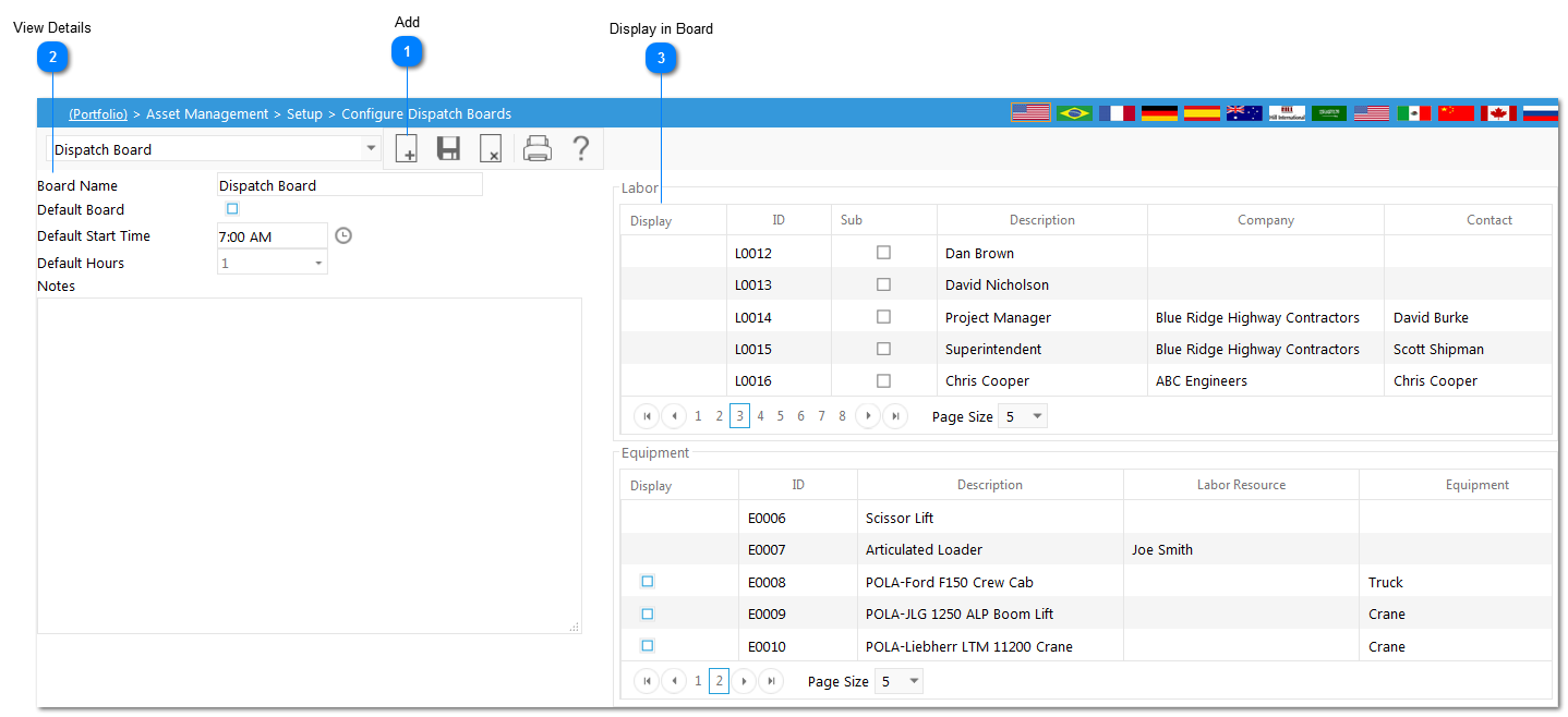 Configure Dispatch Board