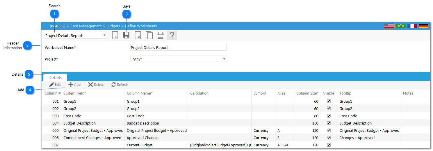 Define Worksheet(s)