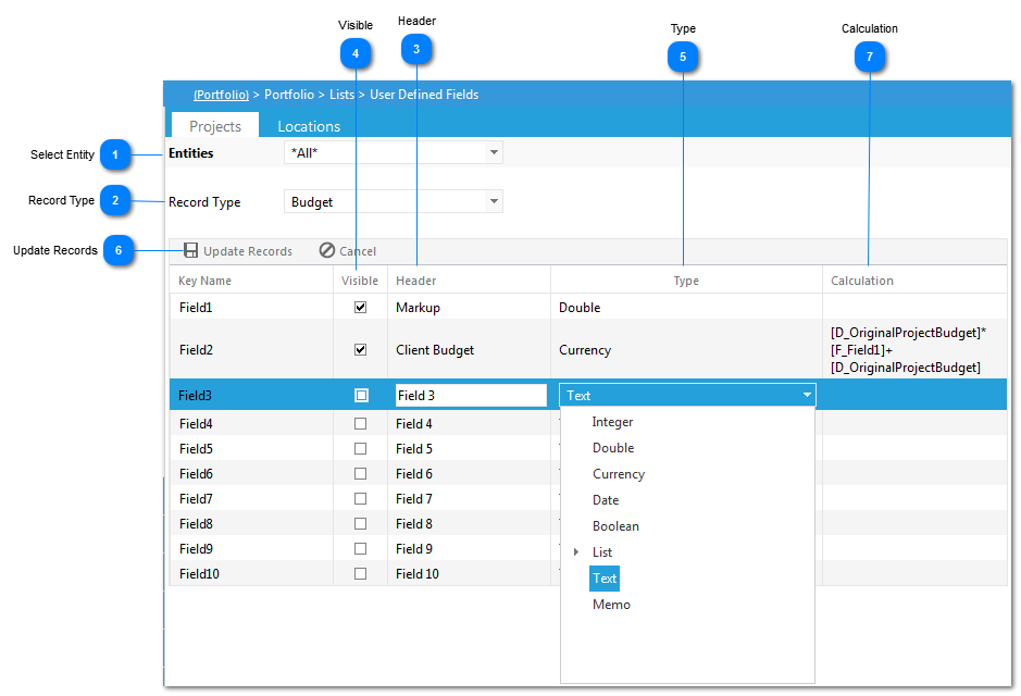 User Defined Fields 