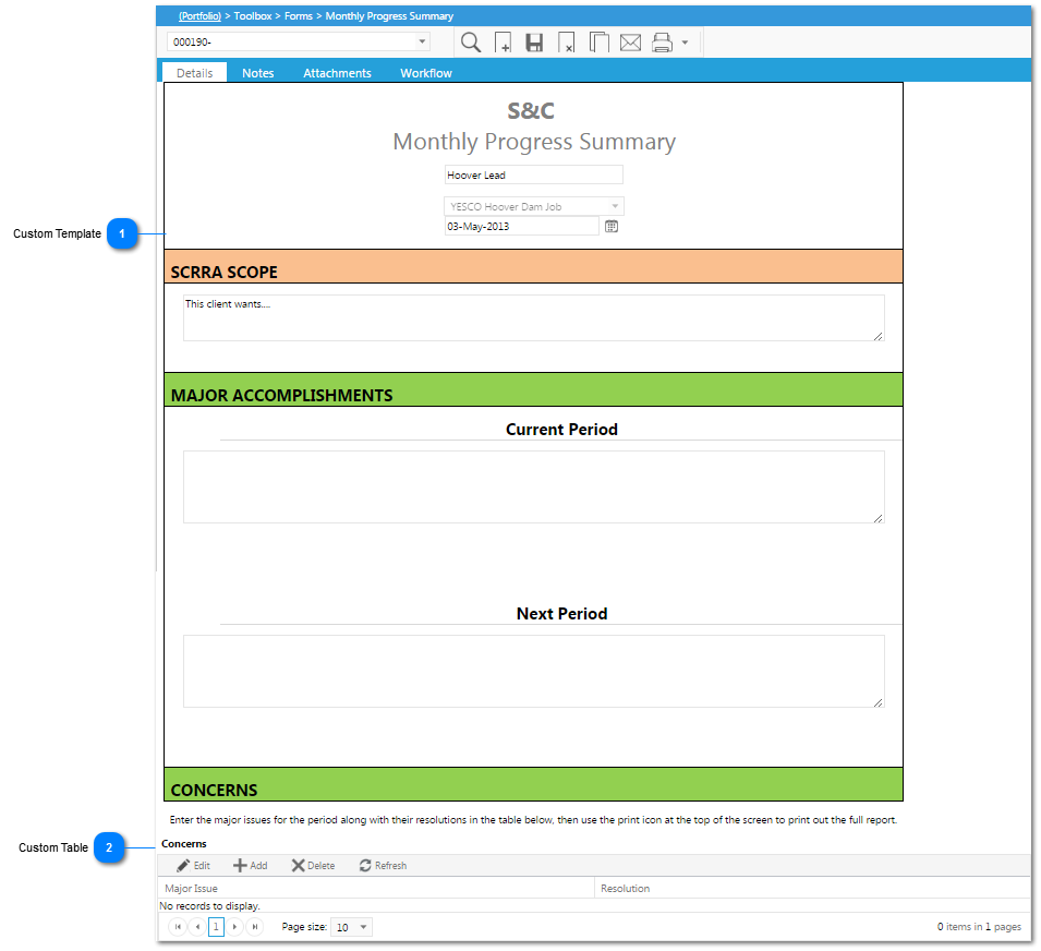 Viewing the Input Template