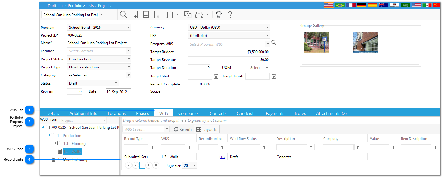 Viewing WBS Records linked to a Project
