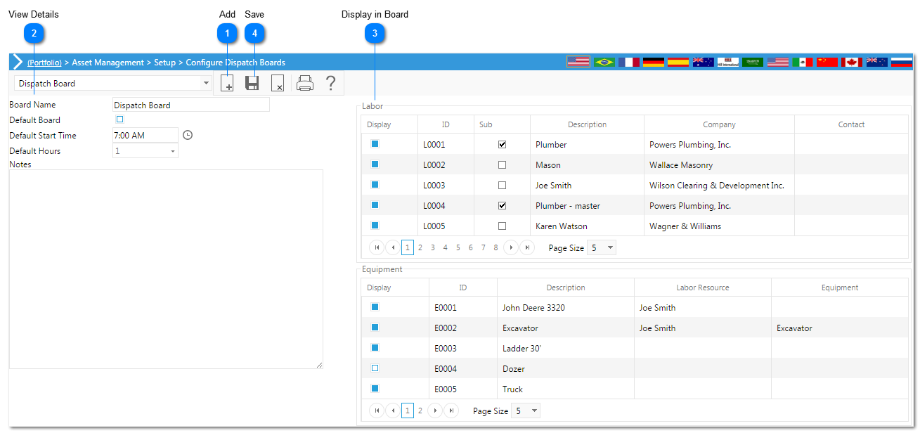 Configure Dispatch Board